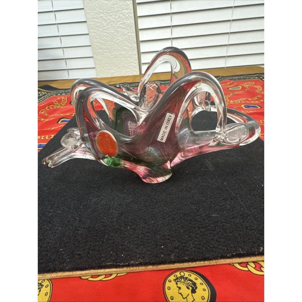 Lavorazione Art Murano Glass 1960's Swirl Centerpiece Napkin Holder Italy Multic